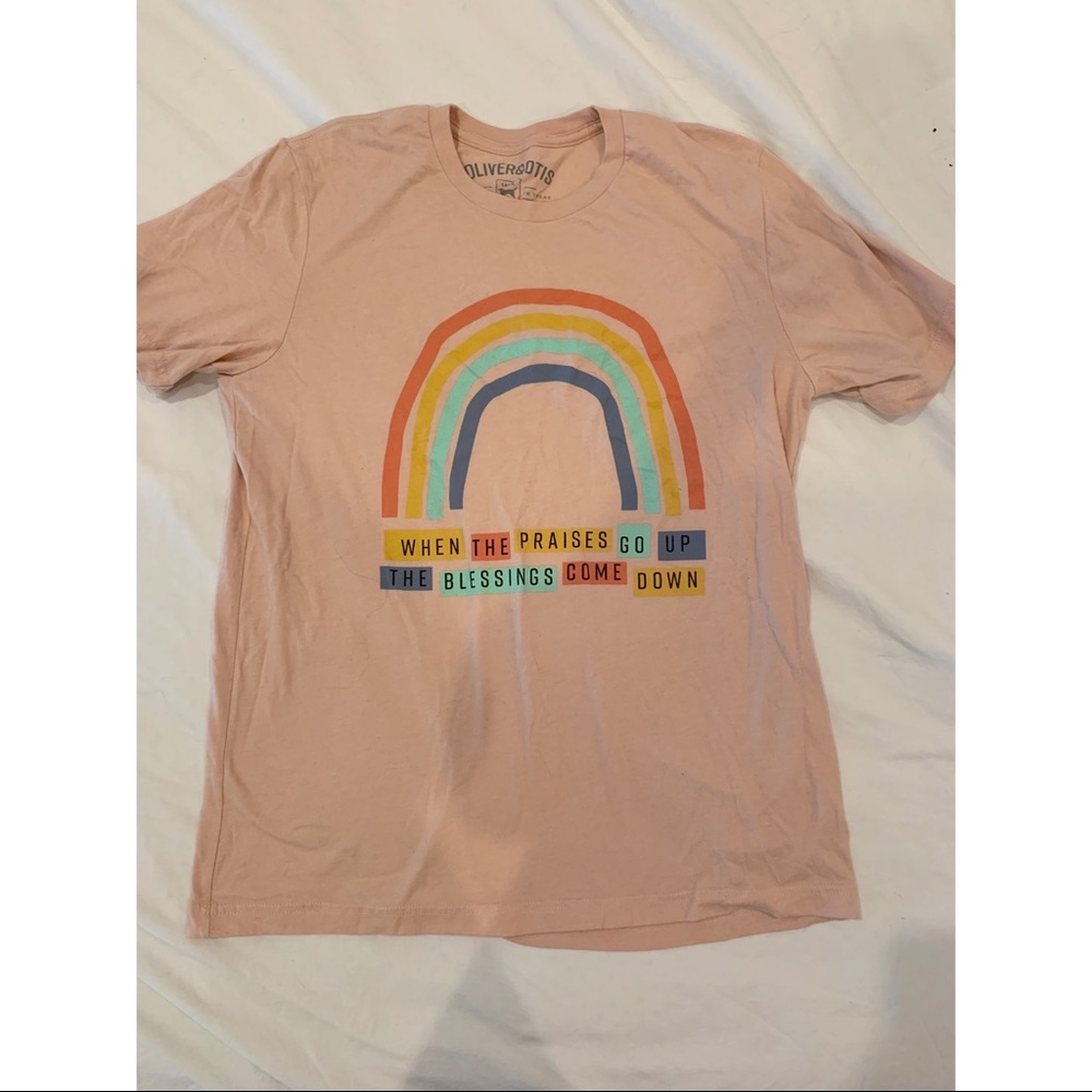 Pink praises and blessings rainbow tee